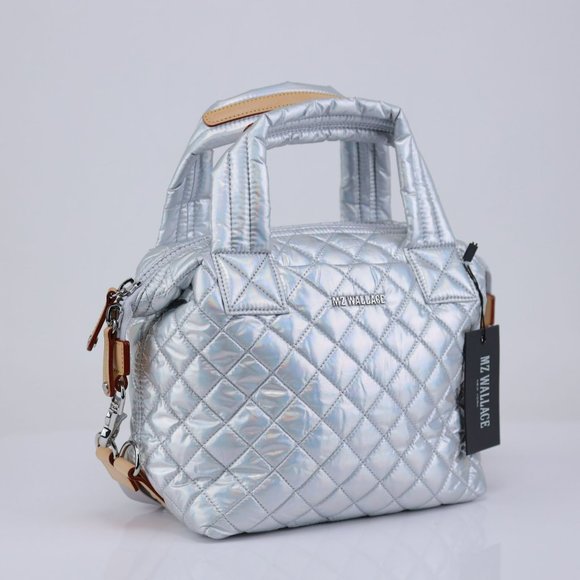 MZ Wallace Handbags - NWT Mz Wallace Small Sutton Satchel Crossbody Bag Metallic Hologram
